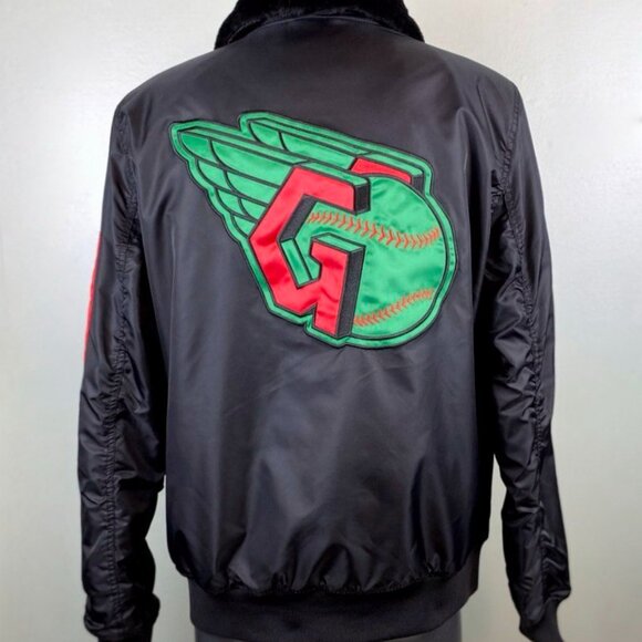 CLEVELAND GUARDIANS Ty Mopkins STARTER Winter Jacket Fleece Lining BLACKLARGE